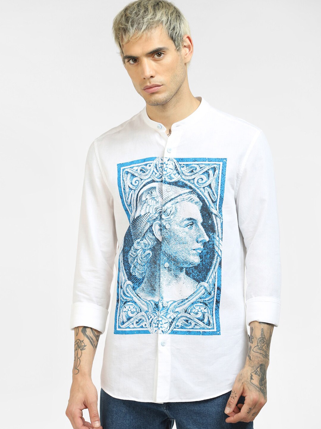 

Jack & Jones Men White Printed Casual Shirt