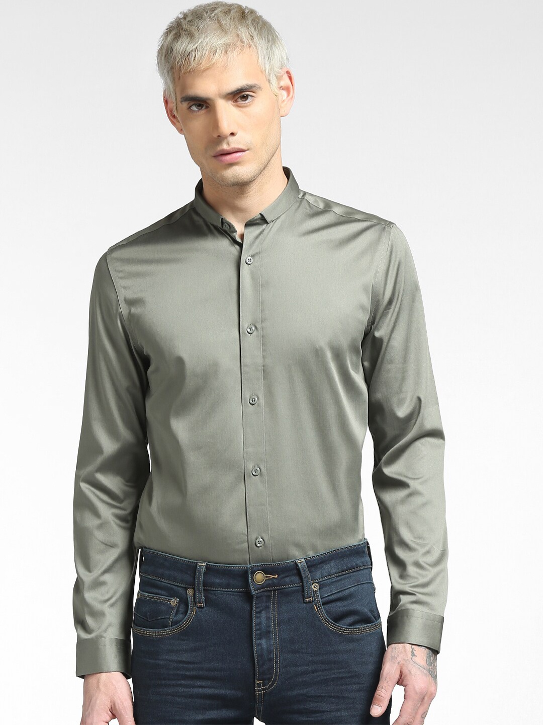 

Jack & Jones Men Grey Casual Shirt