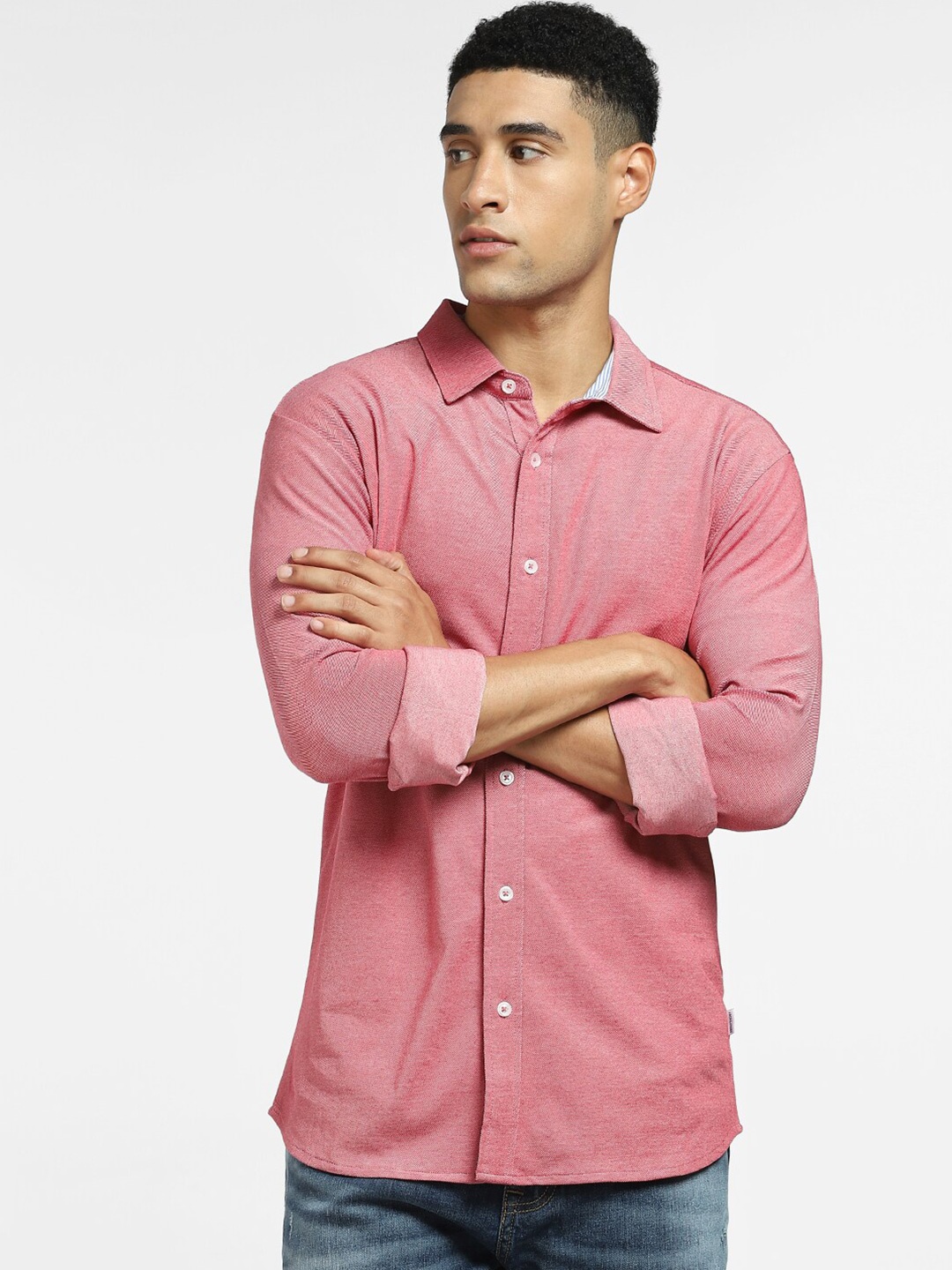 

Jack & Jones Men Pink Casual Shirt