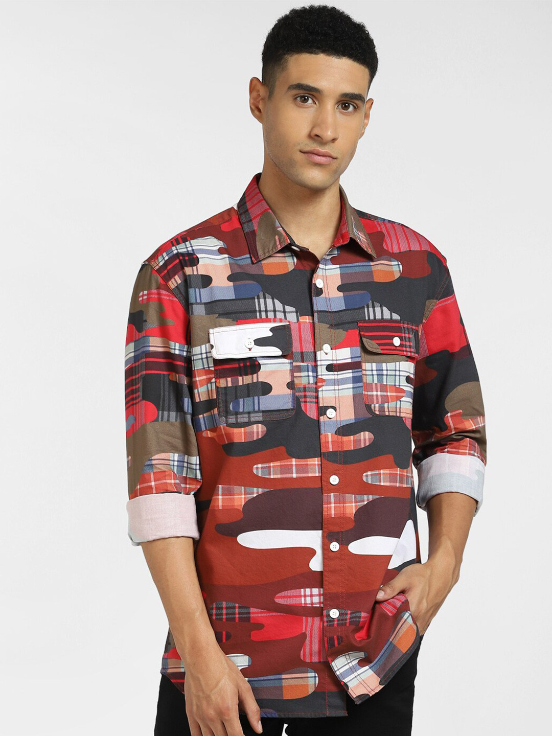 

Jack & Jones Men Multicoloured Printed Casual Shirt, Multi