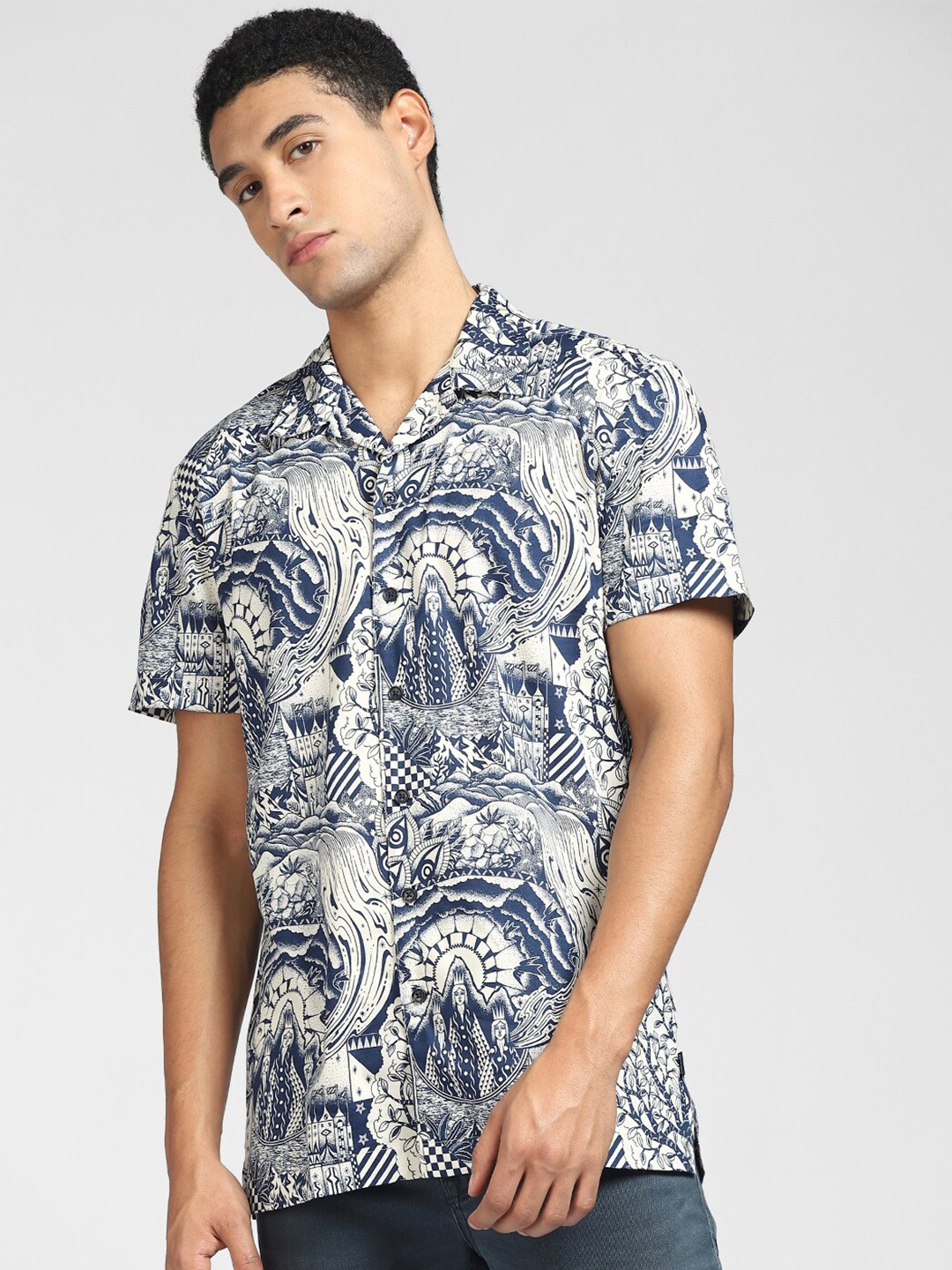 

Jack & Jones Men White Printed Casual Shirt