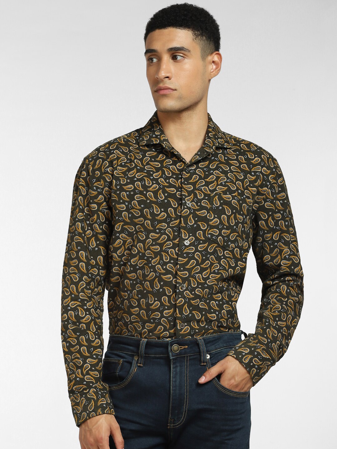 

Jack & Jones Men Green Printed Casual Shirt