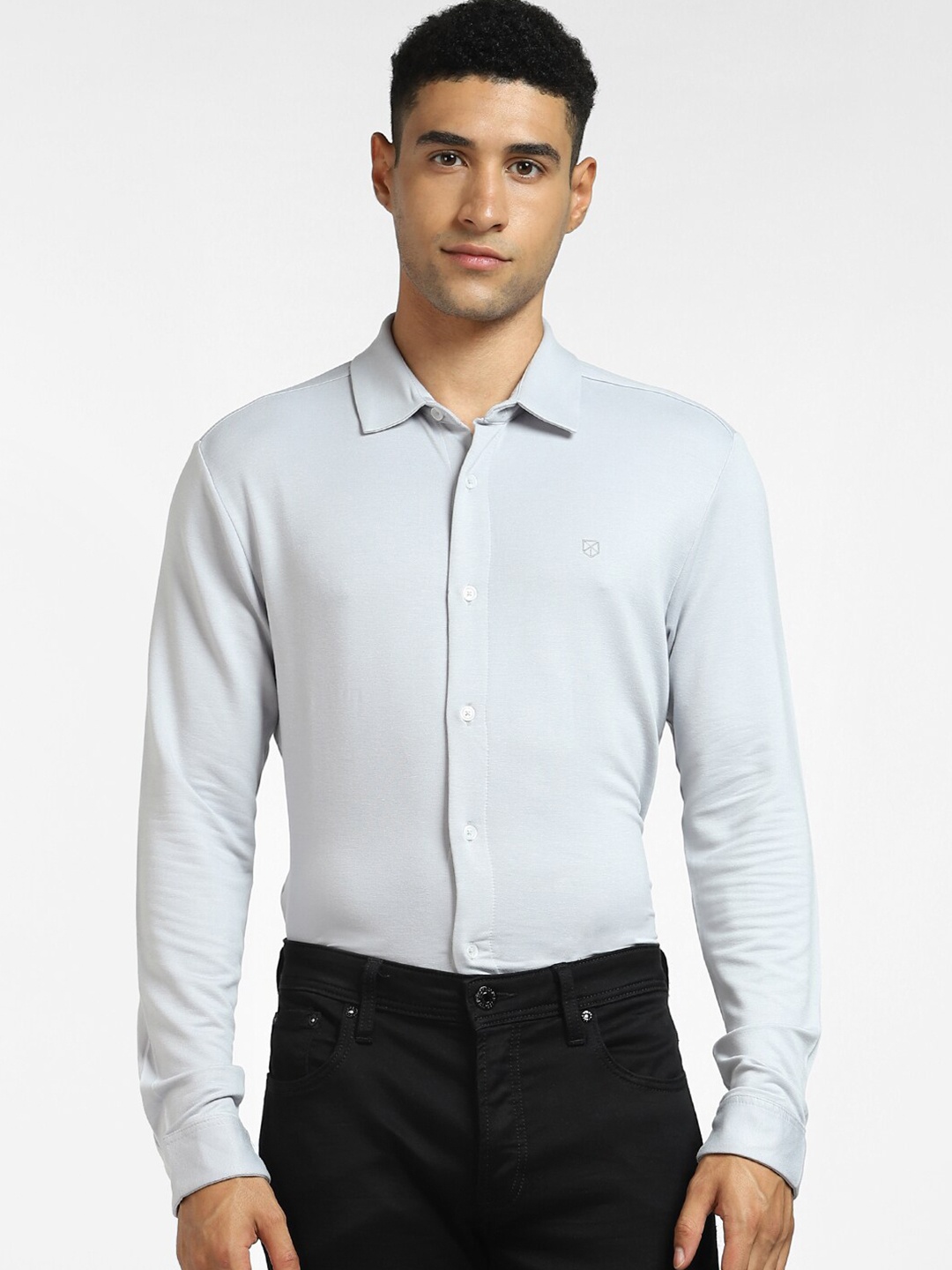 

Jack & Jones Men Pearl Blue Casual Shirt