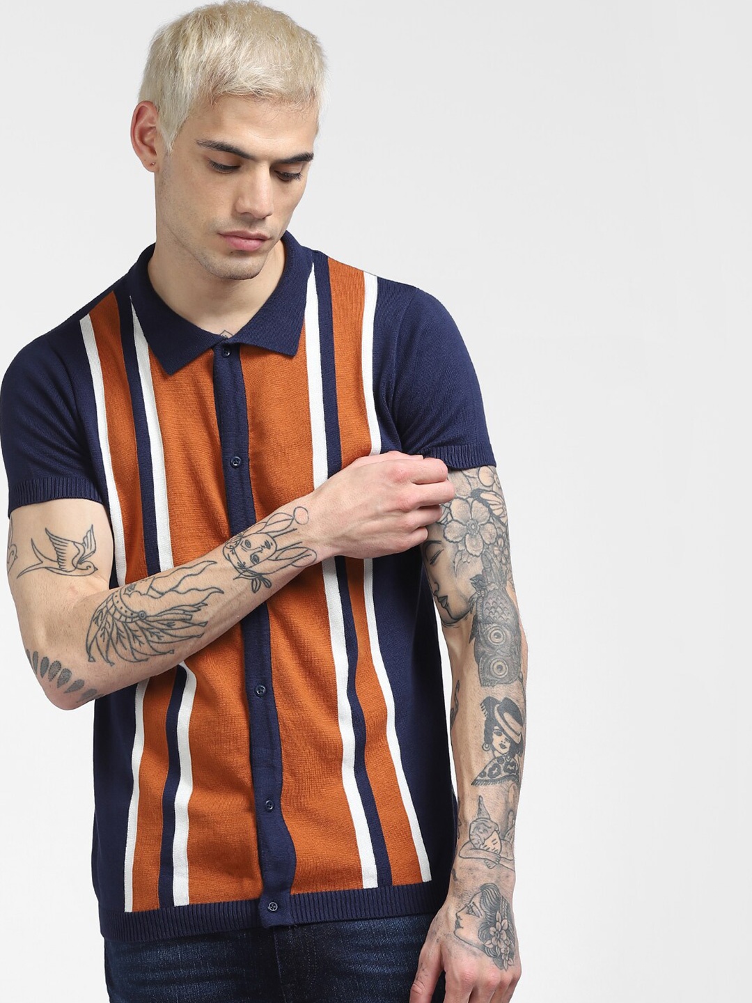 

Jack & Jones Men Blue Multi Stripes Striped Casual Shirt