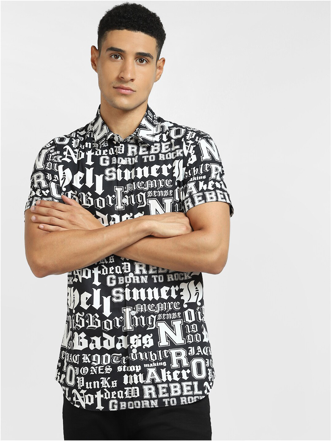 

Jack & Jones Men Black Casual Shirt