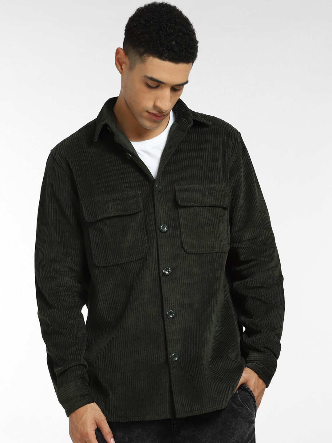 

Jack & Jones Men Green Regular Fit Cotton Casual Shirt