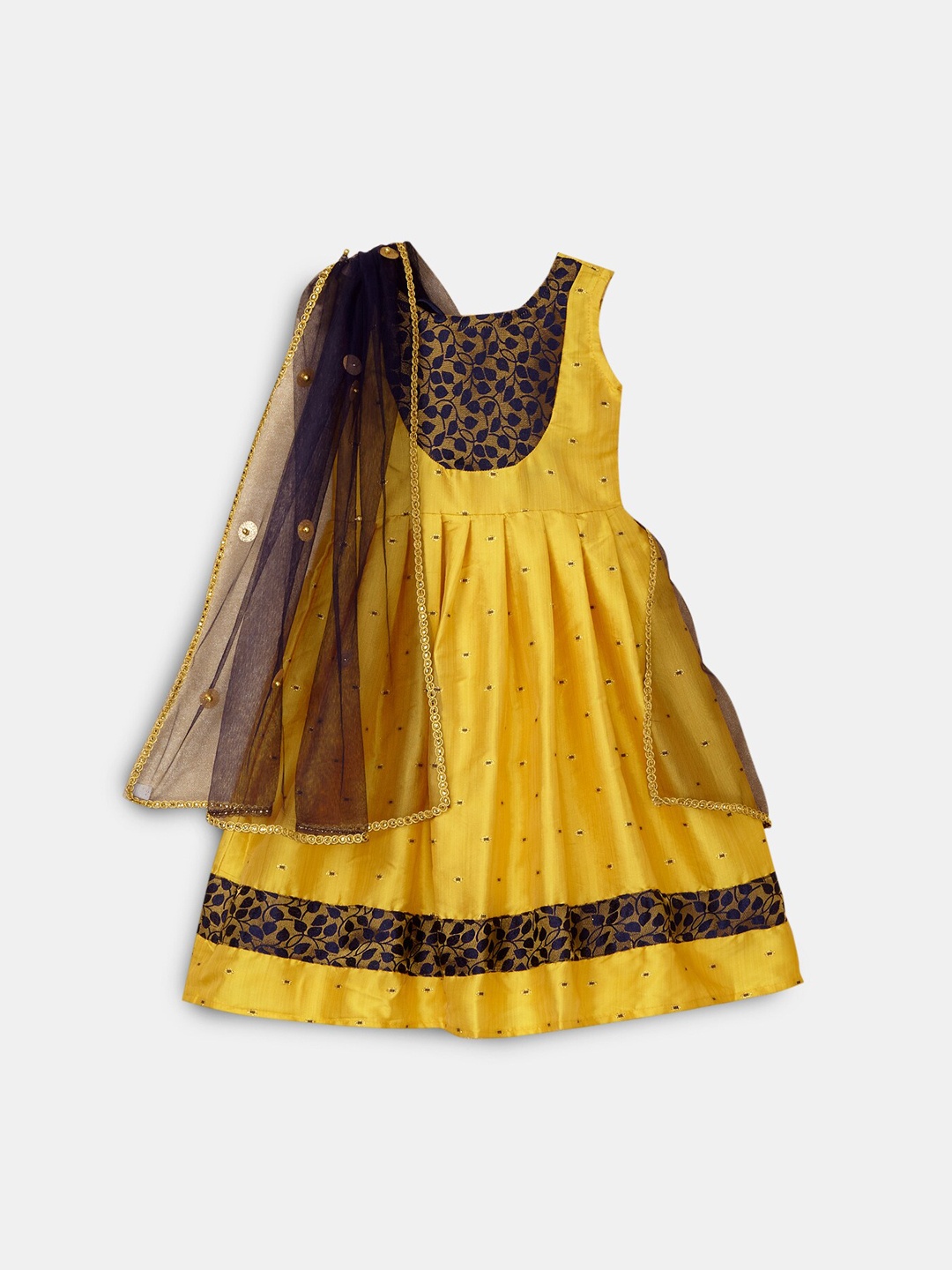 

Hopscotch Girls Yellow Pure Silk Kurti with Trousers