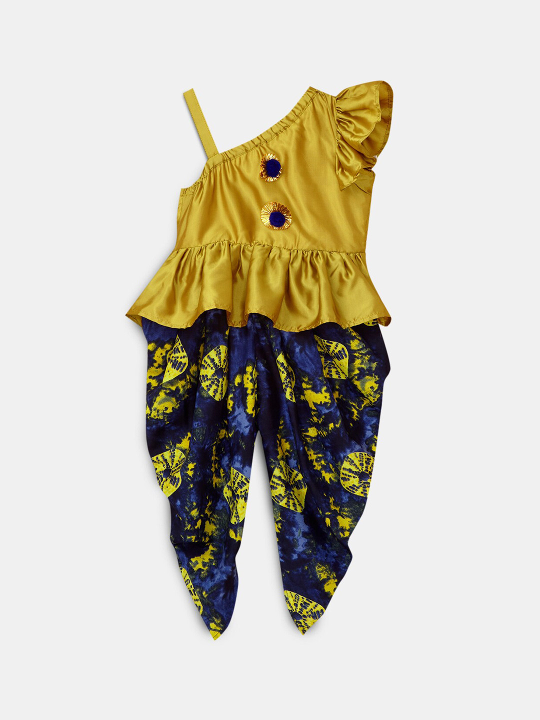 

Hopscotch Girls Yellow Pure Silk Kurti with Dhoti Pants