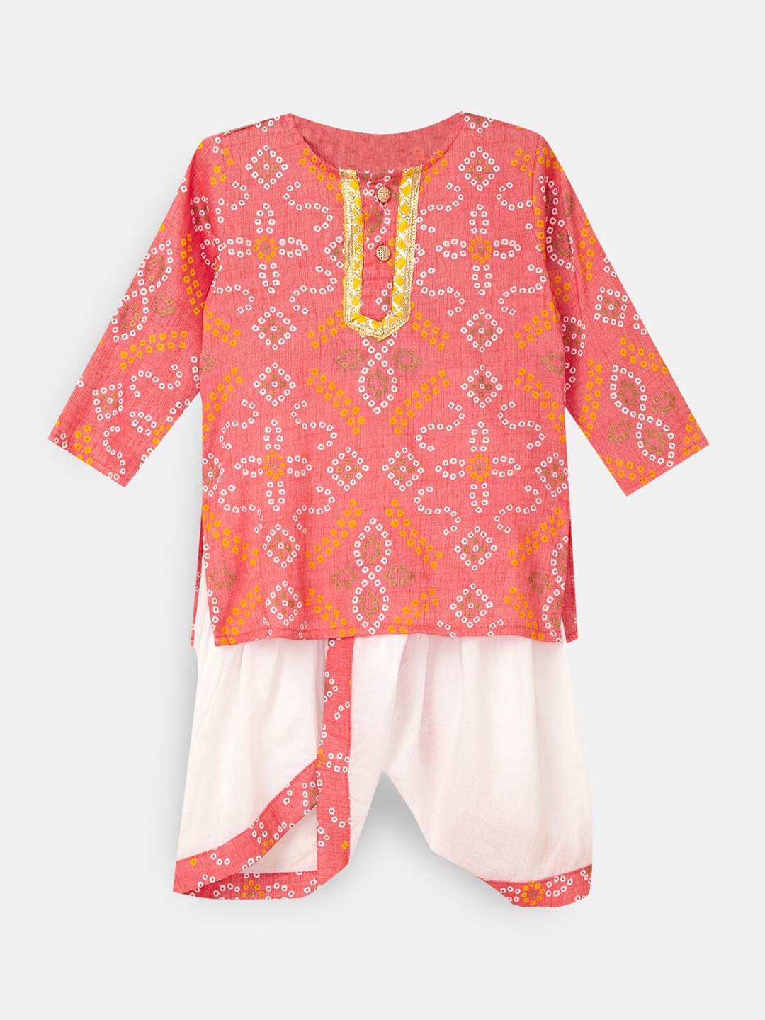 

Hopscotch Boys Red Floral Dyed Pure Cotton Top with Trousers & With Dupatta