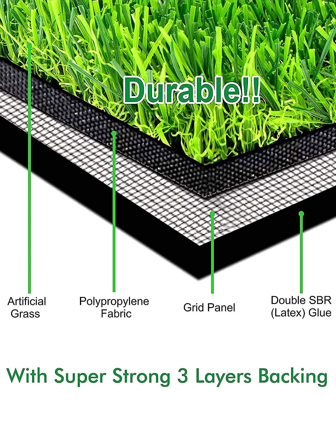 

LUXEHOME INTERNATIONAL Green Artificial Grass Floor Mat