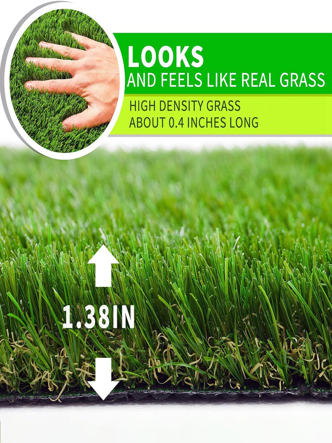 

LUXEHOME INTERNATIONAL Green Anti Skid UV Resistant Artificial Grass Floor Mat