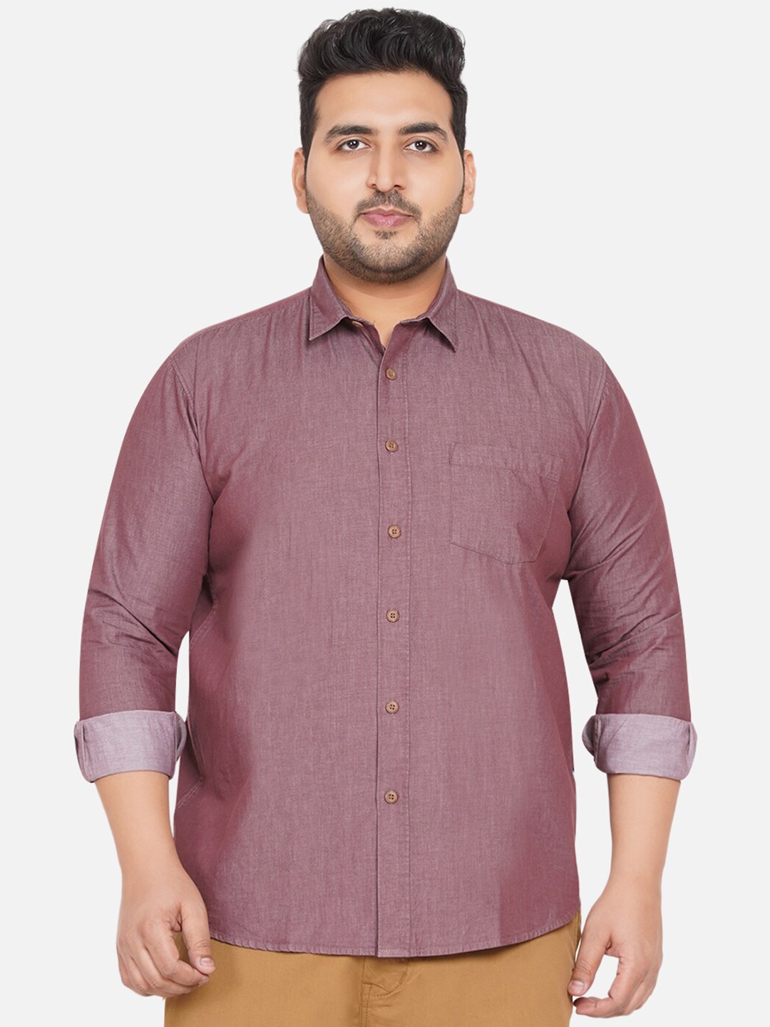 

John Pride Plus Size Casual Shirt, Maroon