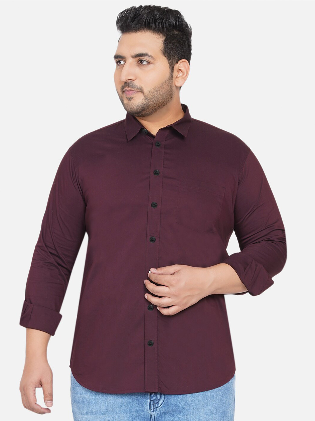 

John Pride Men Plus Size Casual Stretchable Shirt, Maroon