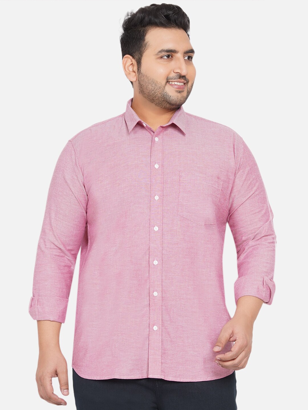 

John Pride Plus Size Pink Casual Shirt