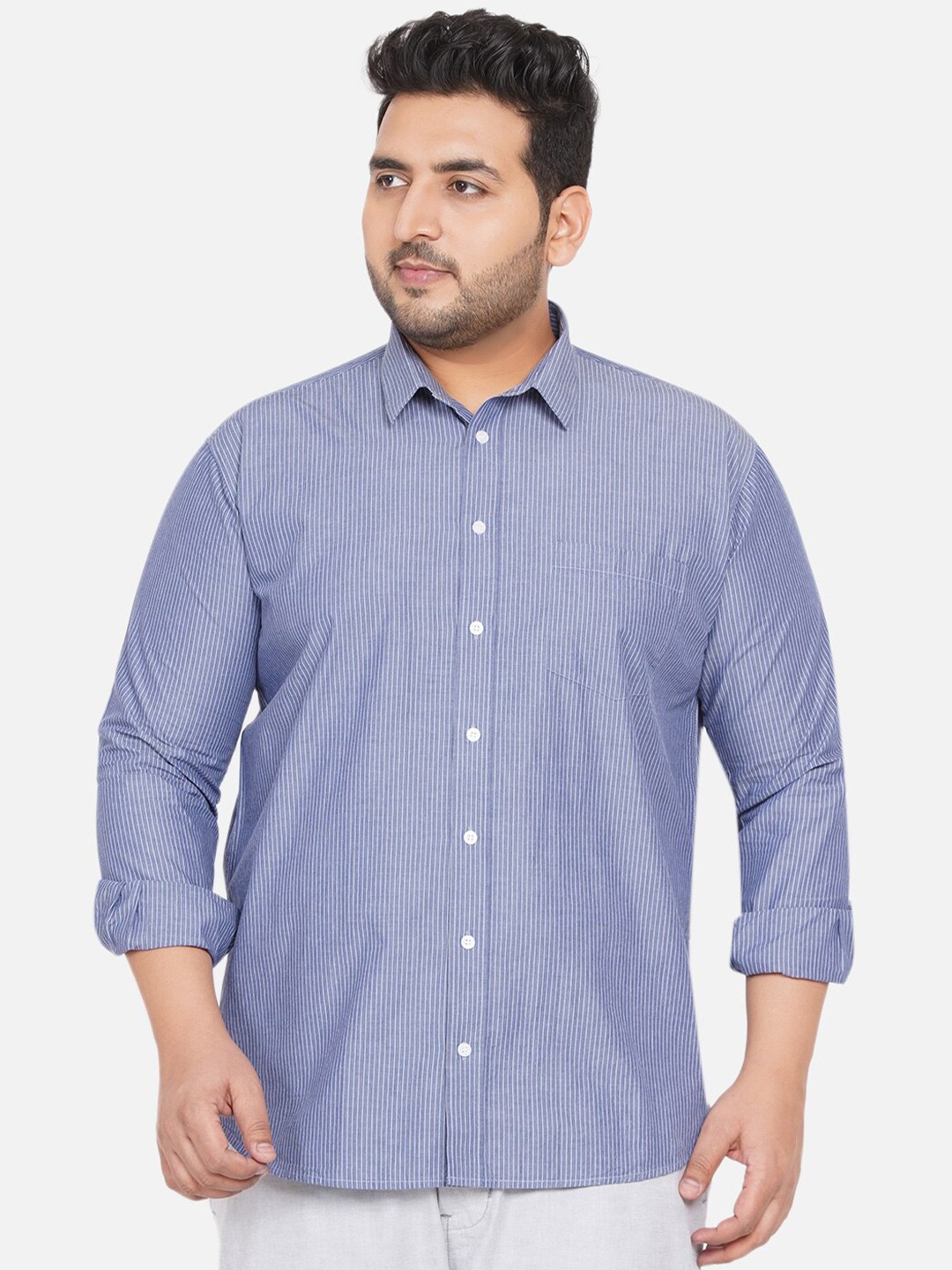 

John Pride Plus Size Casual Shirt, Blue