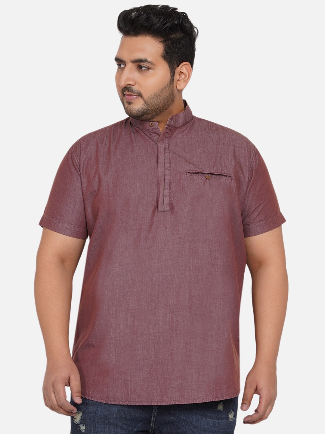 

John Pride Plus Size Men Maroon Casual Shirt