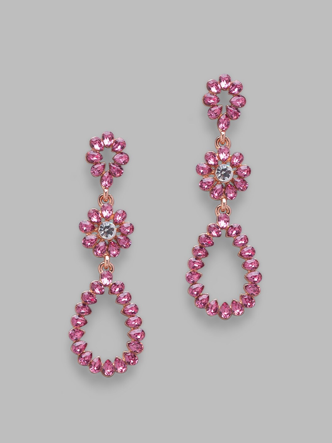 

Globus Rose Gold Plated Floral Drop Earrings