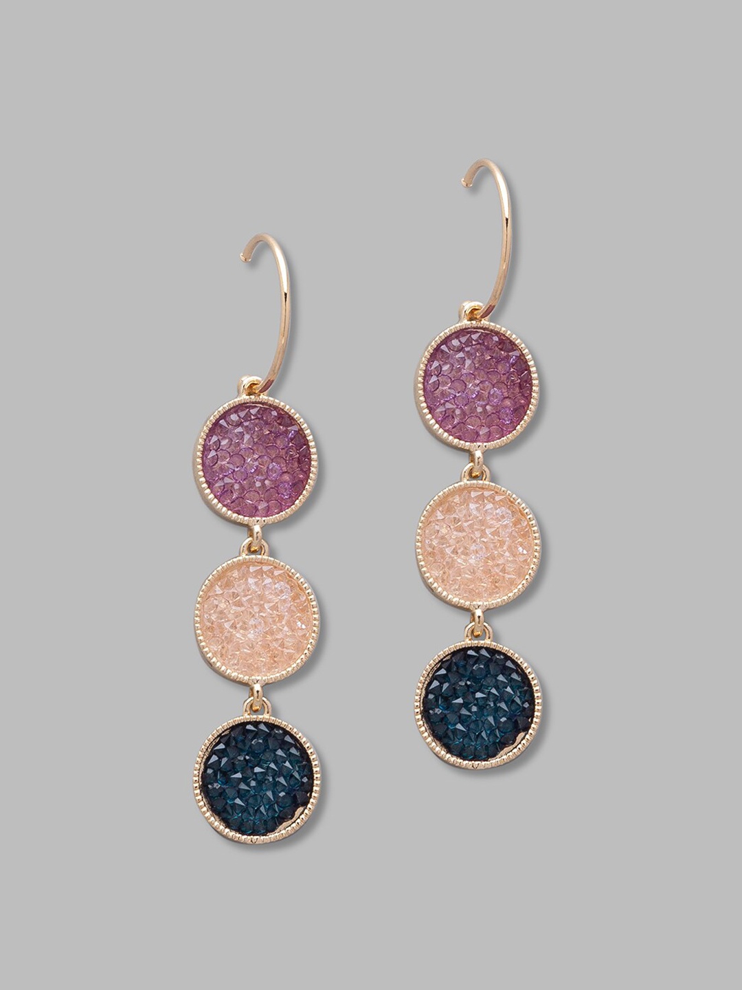

Globus Multicoloured and Gold-Plated Circular Drop Earrings