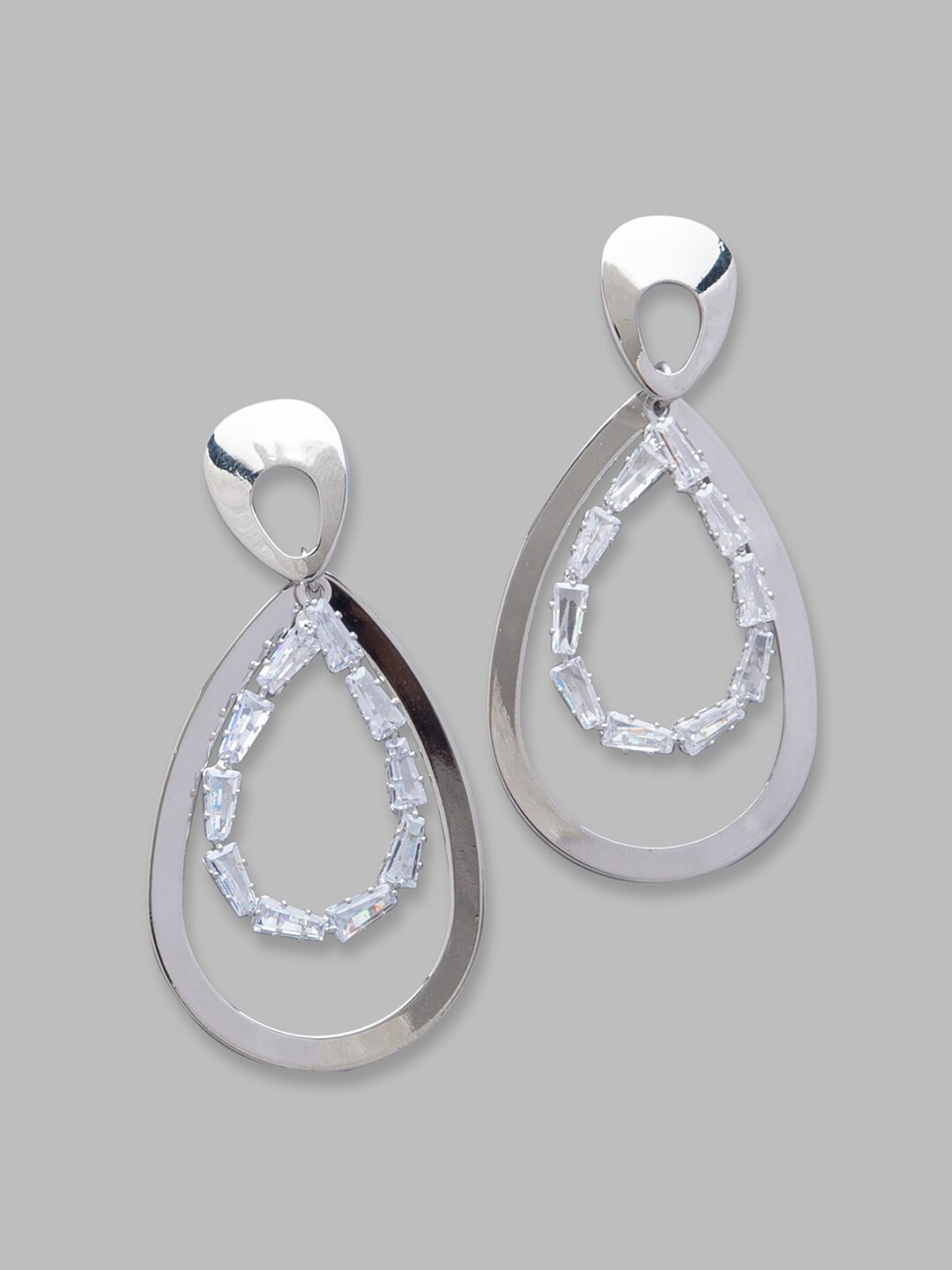 

Globus Women Silver-Plated Geometric Drop Earrings