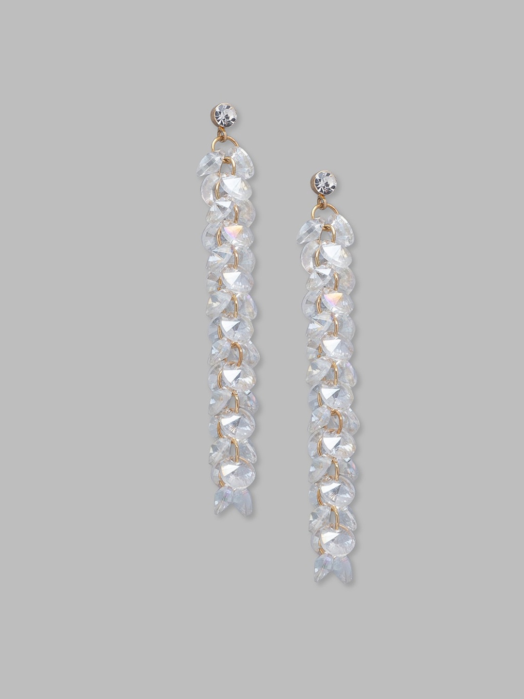 

Globus Gold-Toned & White Geometric Drop Earrings