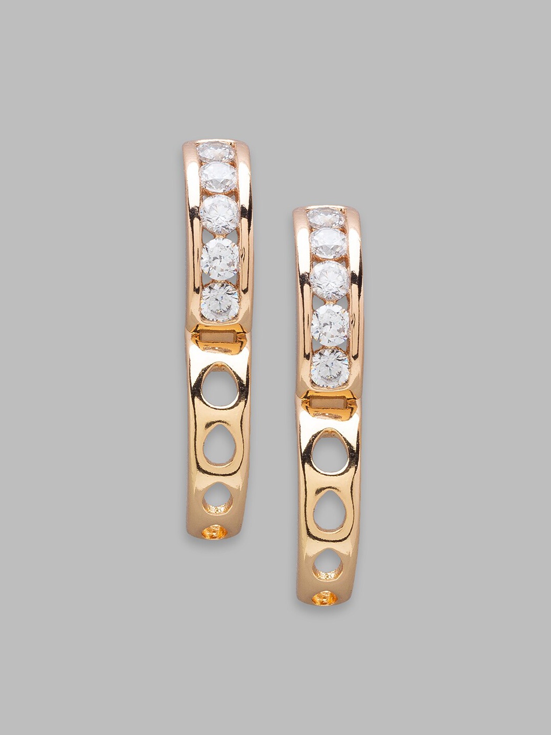 

Globus Gold-Toned & White Geometric Hoop Earrings