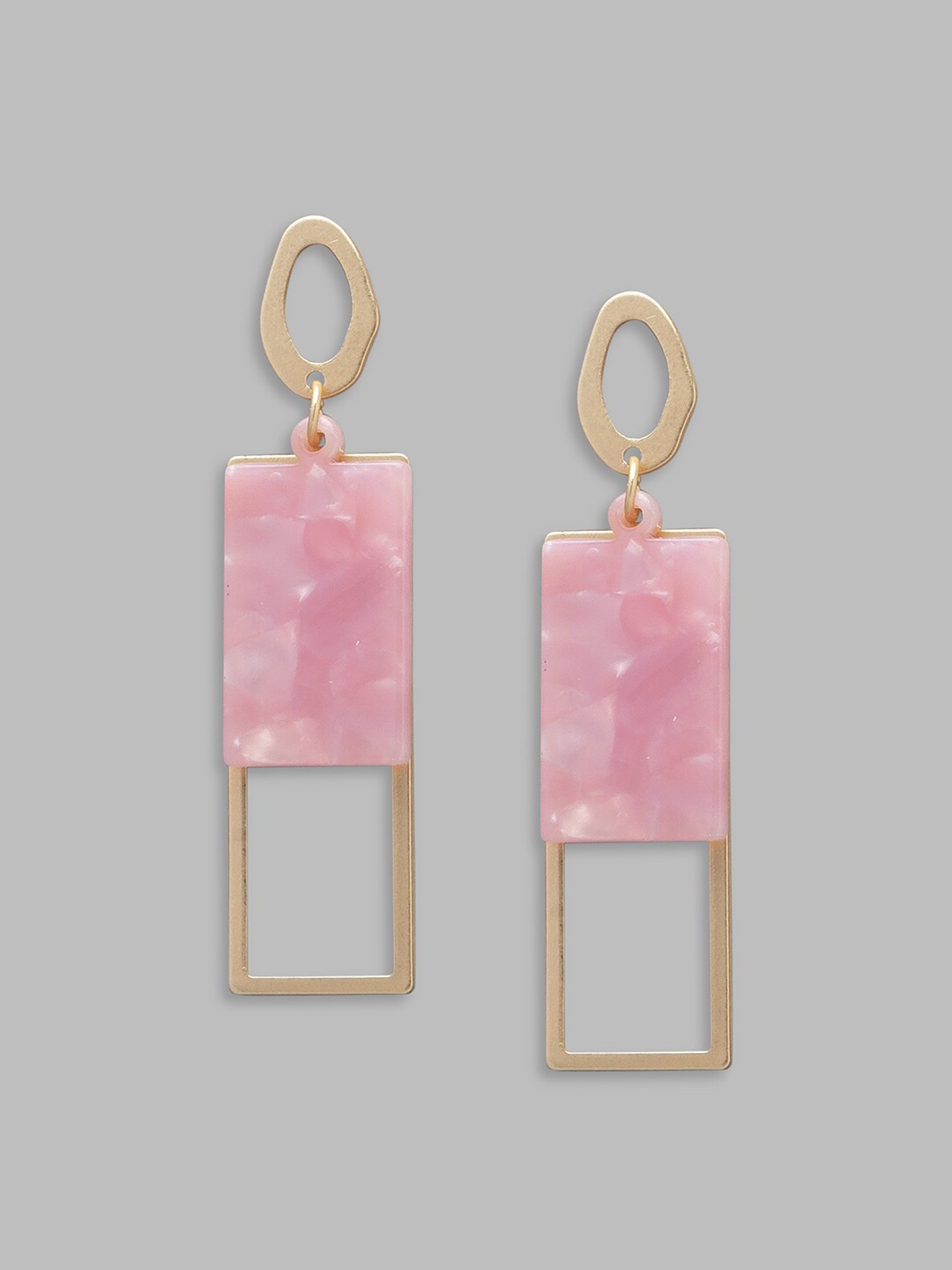 

Globus Gold Plated Pink Geometric Drop Earrings