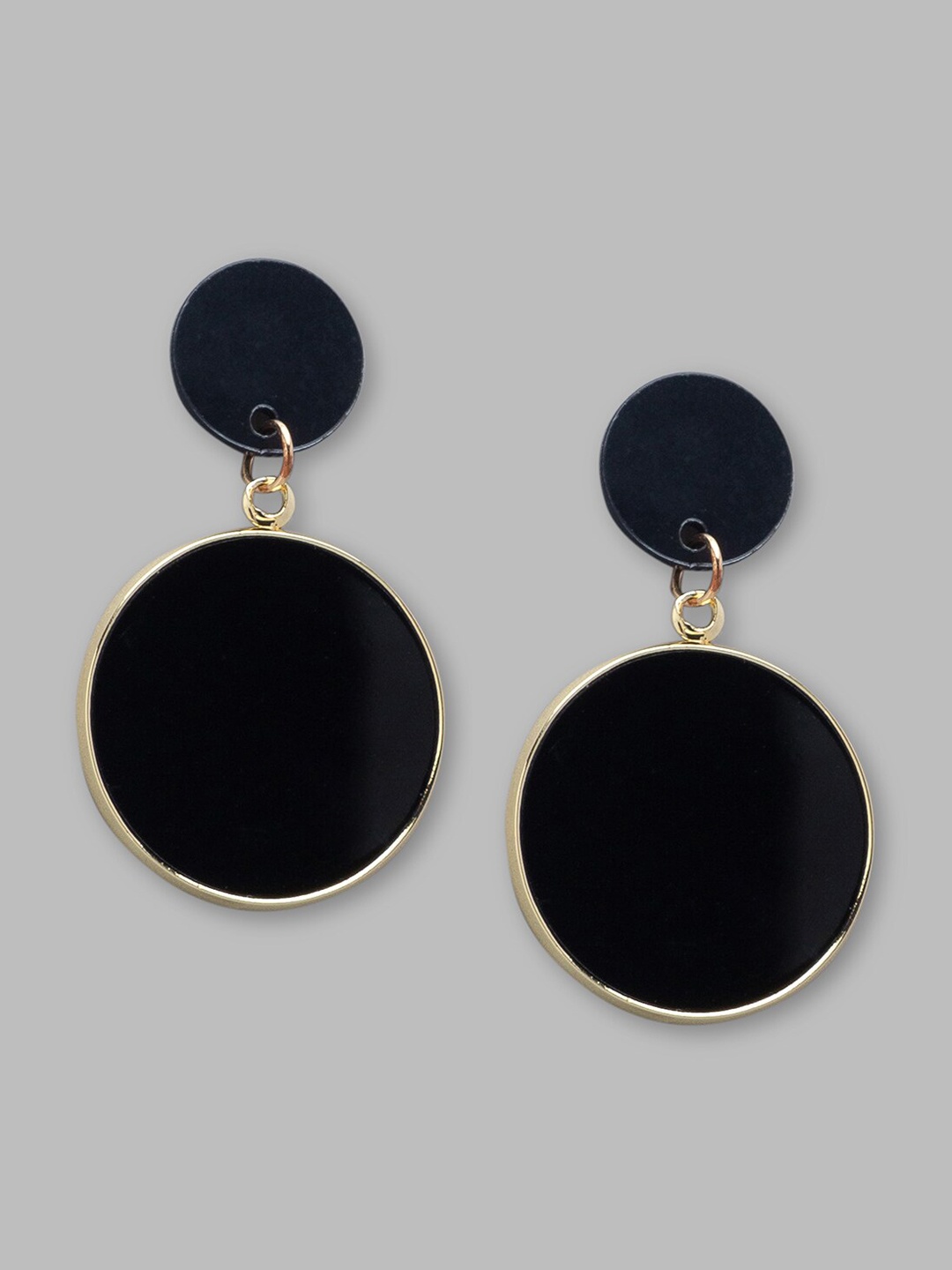 

Globus Black Circular Drop Earrings