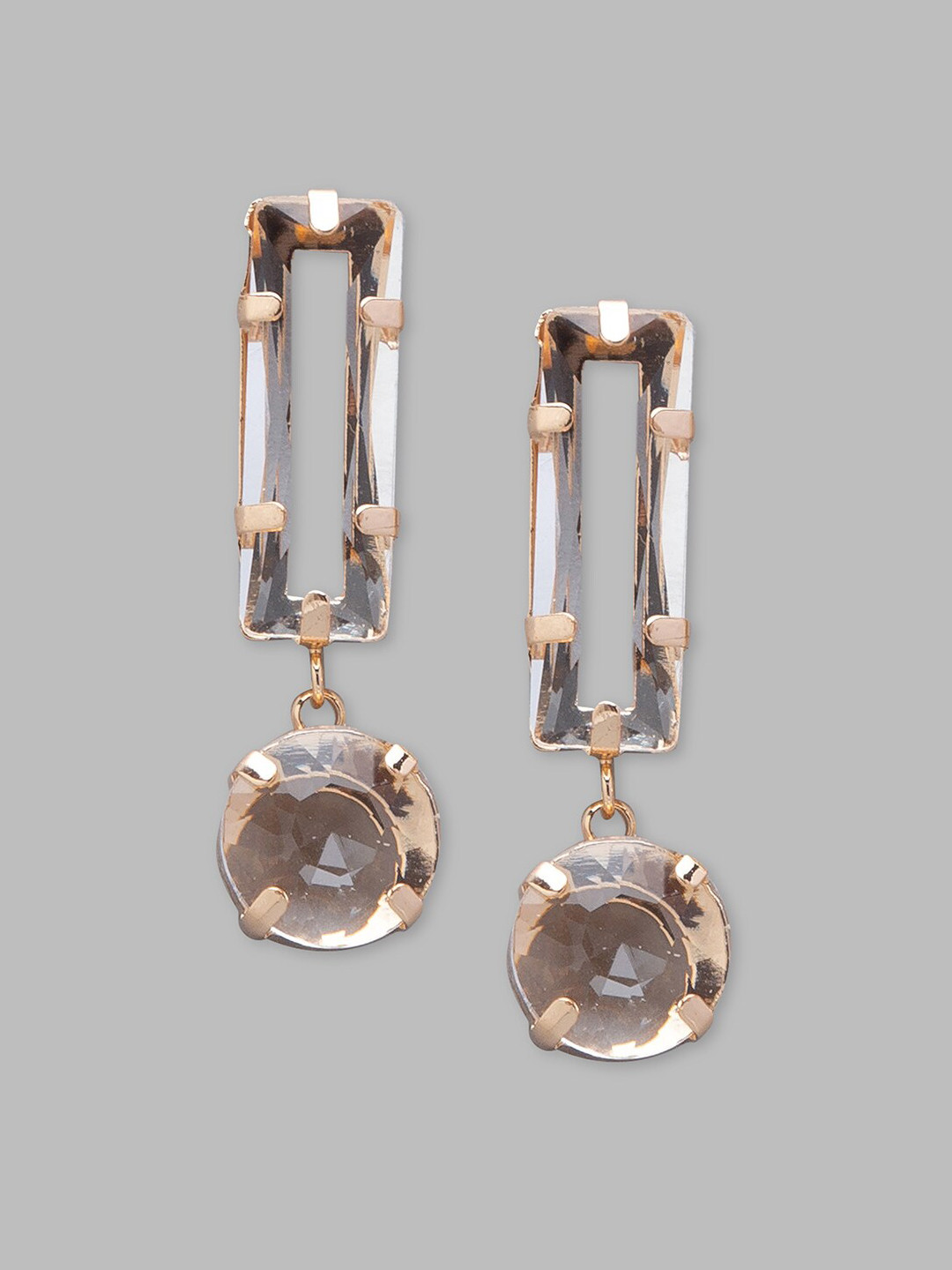 

Globus Women Gold-Toned Gold Plated Geometric Drop Earrings, Transparent