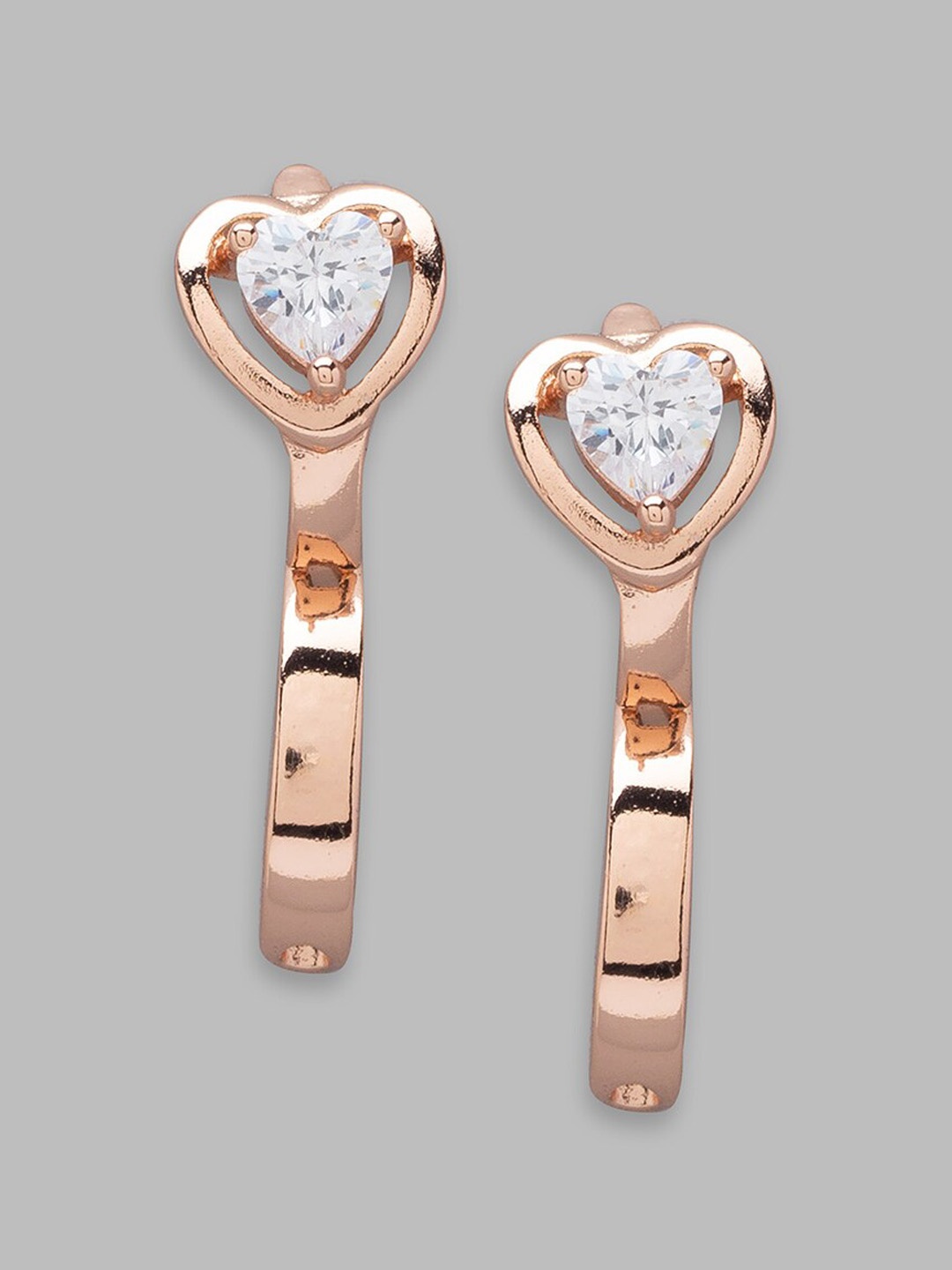 

Globus Rose Gold & White Heart Shaped Hoop Earrings