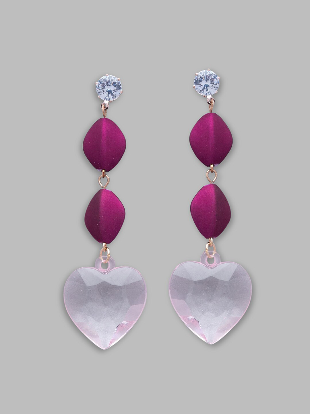 

Globus Rose Gold & Purple Heart Shaped Drop Earrings