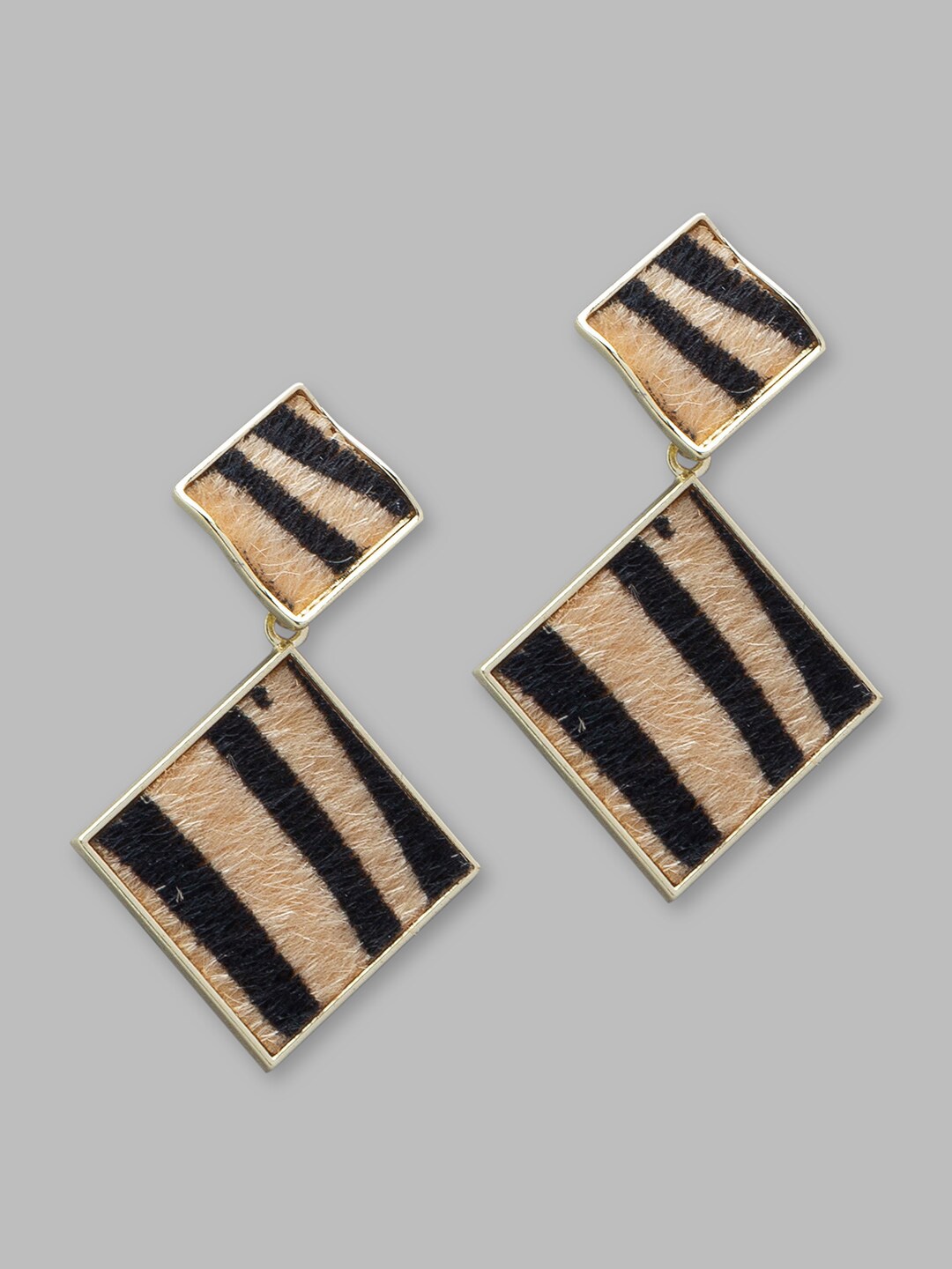 

Globus Black & Gold-Plated Square Drop Earrings
