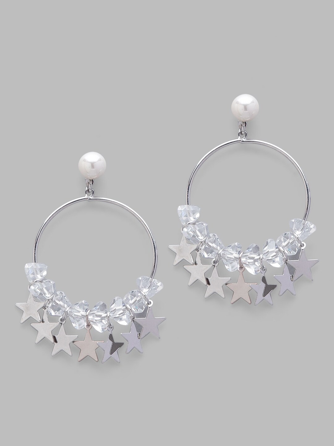 

Globus Silver-Toned Geometric Hoop Earrings