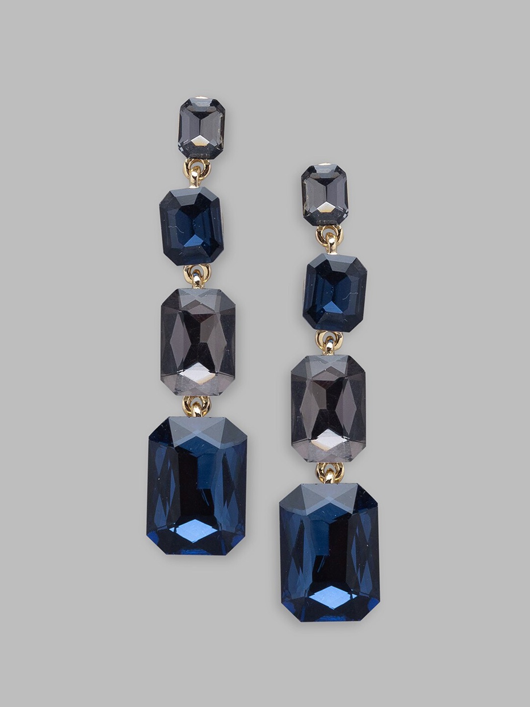 

Globus Navy Blue Geometric Drop Earrings