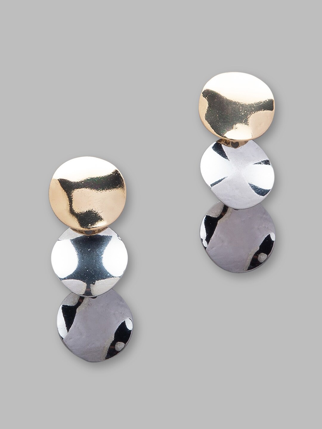 

Globus Silver-Toned & Gold-Plated Geometric Drop Earrings