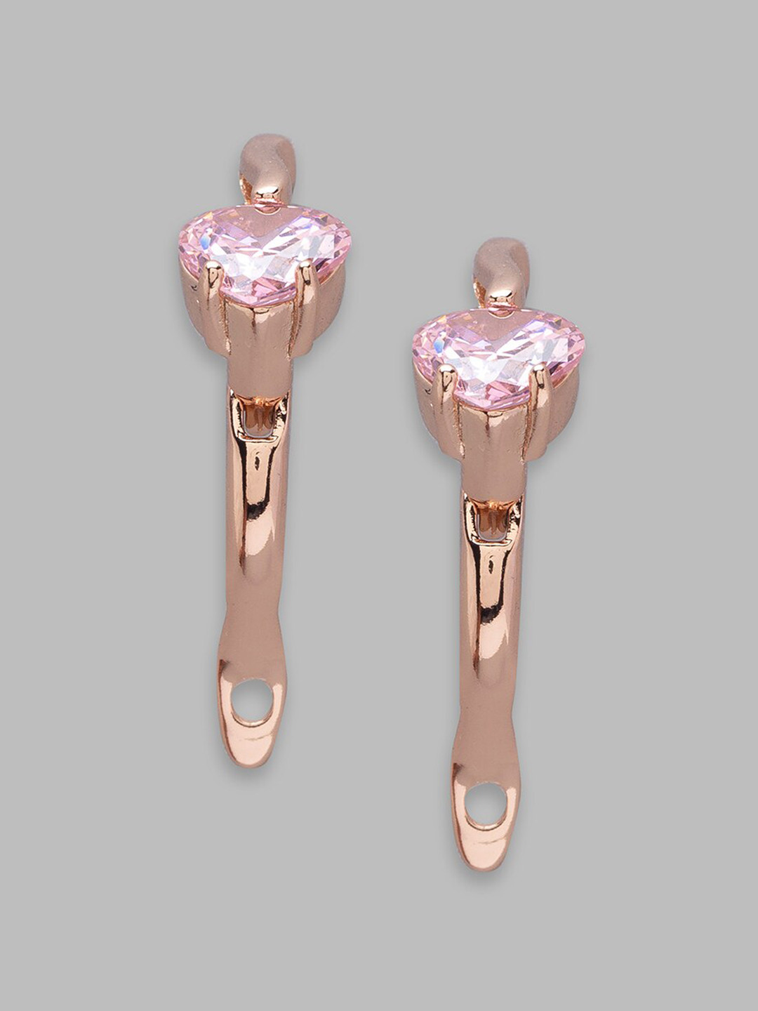 

Globus Rose Gold-Plated Pink Heart Shaped Drop Earrings