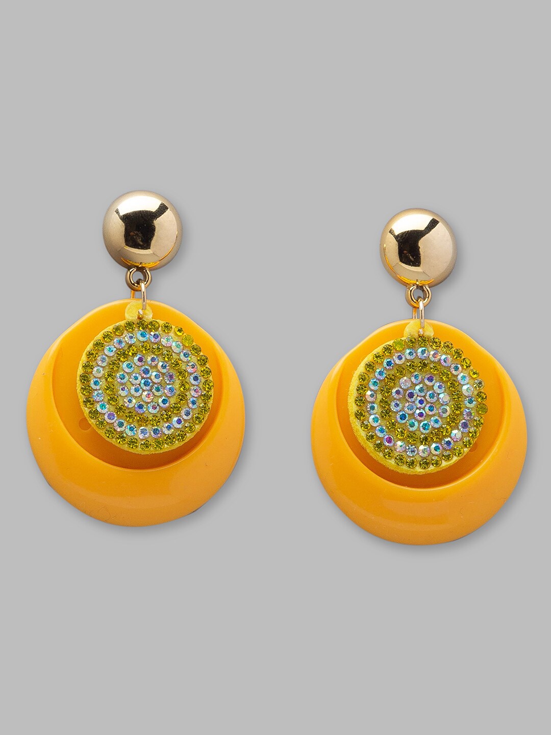 

Globus Women Yellow Circular Drop Earrings