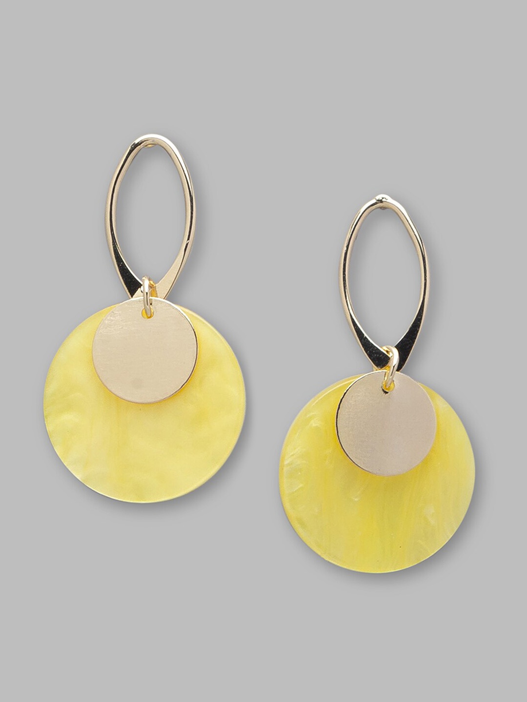 

Globus Gold-Plated & Yellow Circular Drop Earrings
