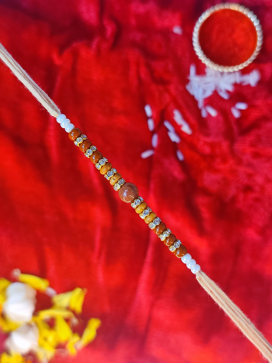 

CRAYTON Men Brown & Beige Beaded Thread Rakhi