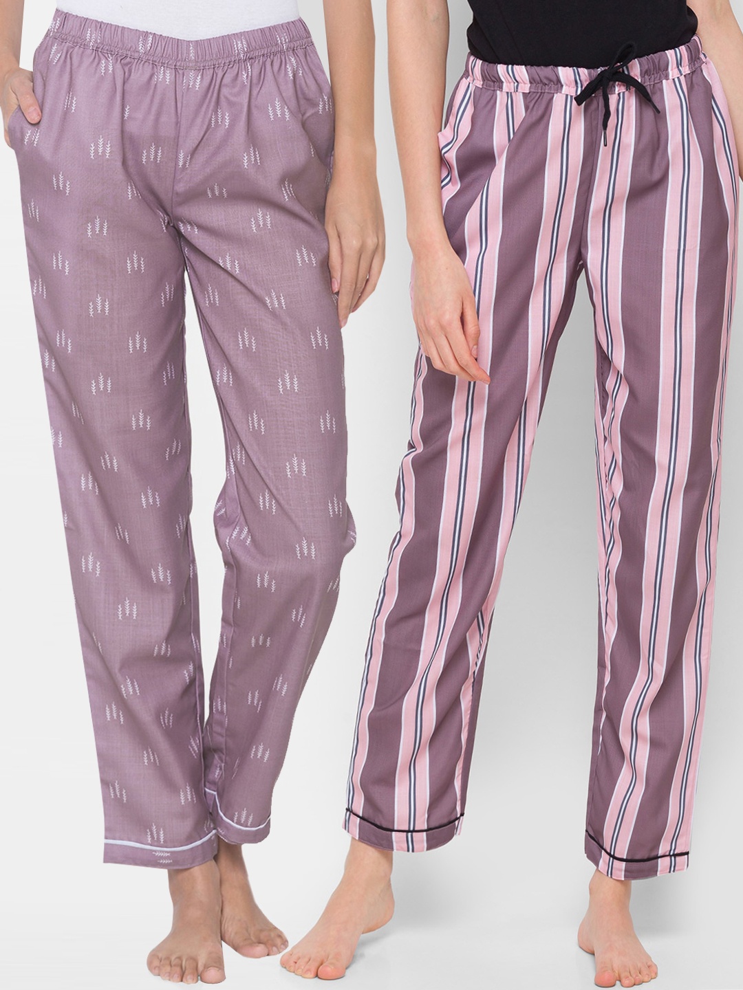 

FashionRack Women Pack of 2 Multicolored Cotton Lounge Pants, Multi