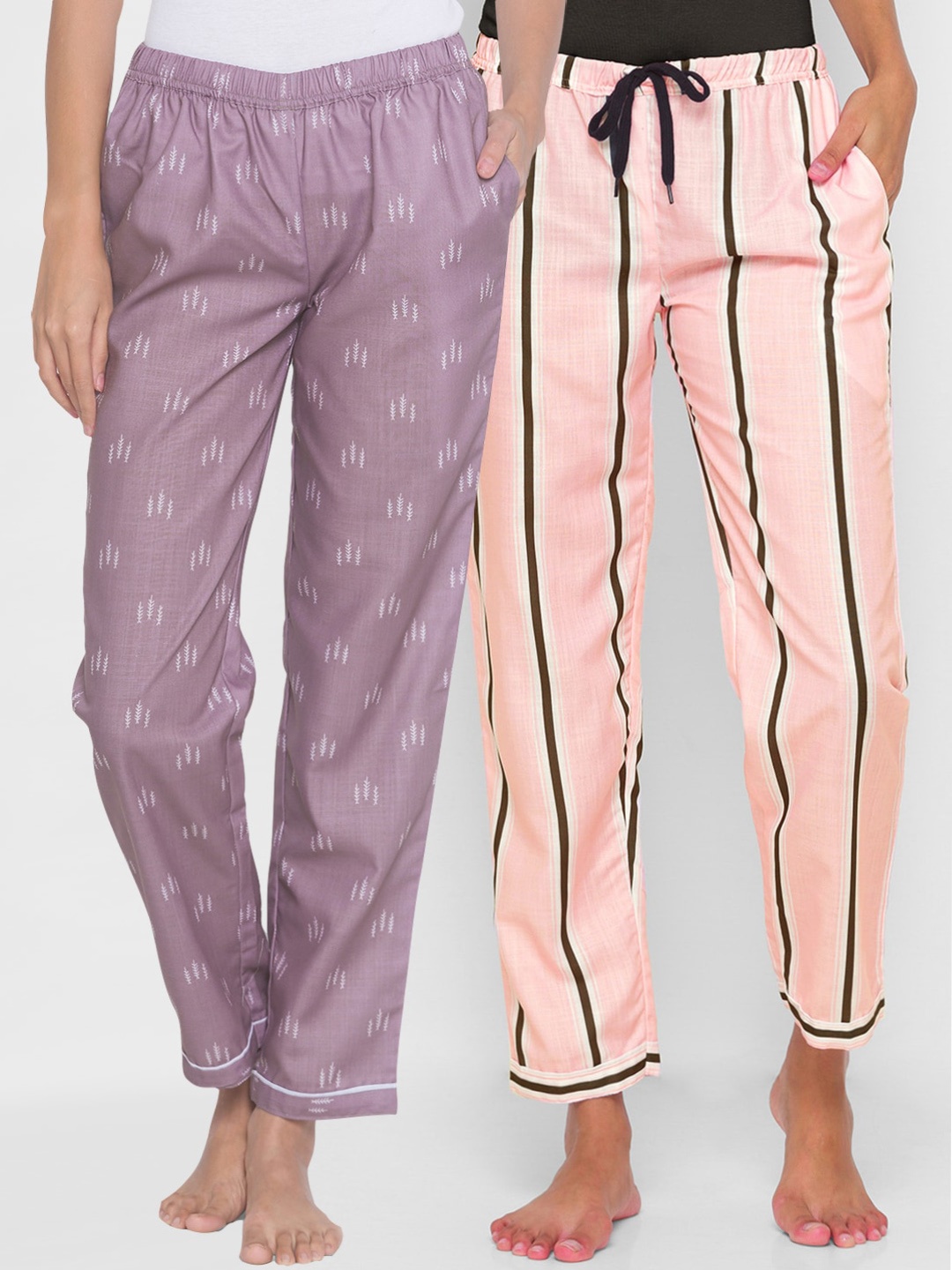 

FashionRack Women Pack of 2 Printed Cotton Lounge Pants, Purple