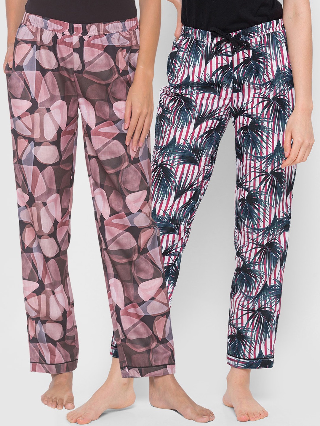 

FashionRack Pack of 2 Printed Cotton Lounge Pants, Black