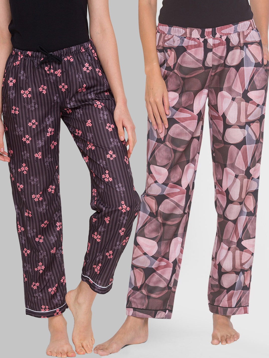

FashionRack Women Set of 2 Cotton Lounge Pants, Burgundy