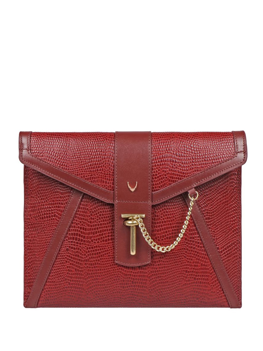 

Hidesign Red Textured Leather Structured Sling Bag