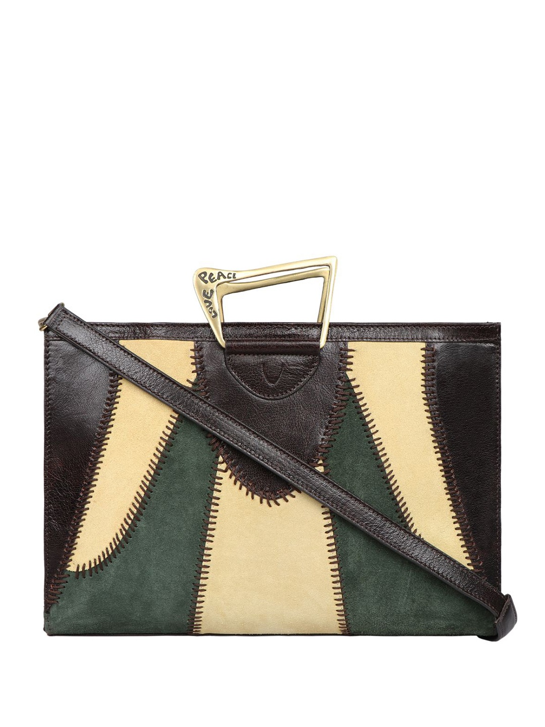 

Hidesign Brown Colourblocked Leather Swagger Sling Bag