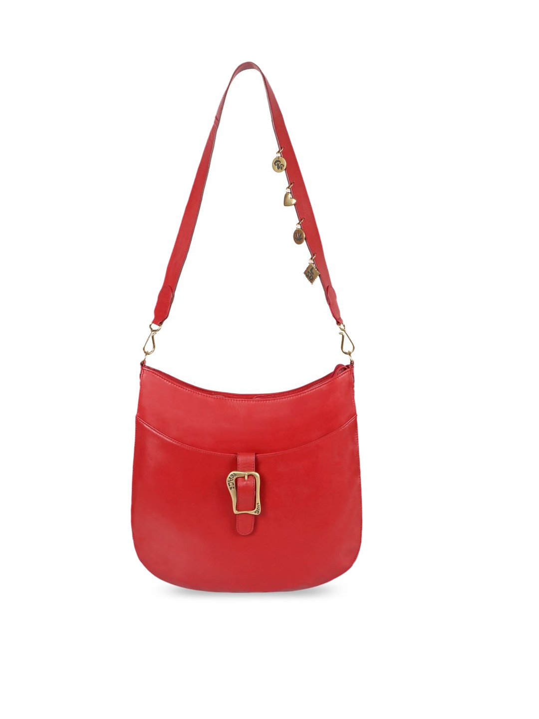 

Hidesign Red Leather Structured Sling Bag with Quilted