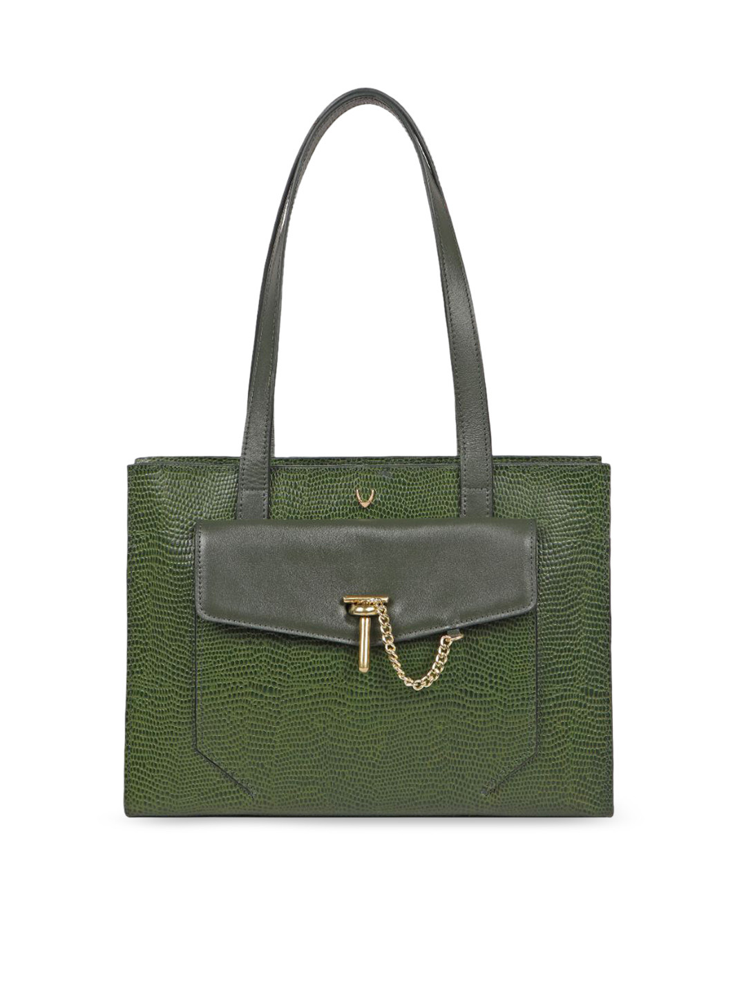 

Hidesign Green Leather Structured Shoulder Bag