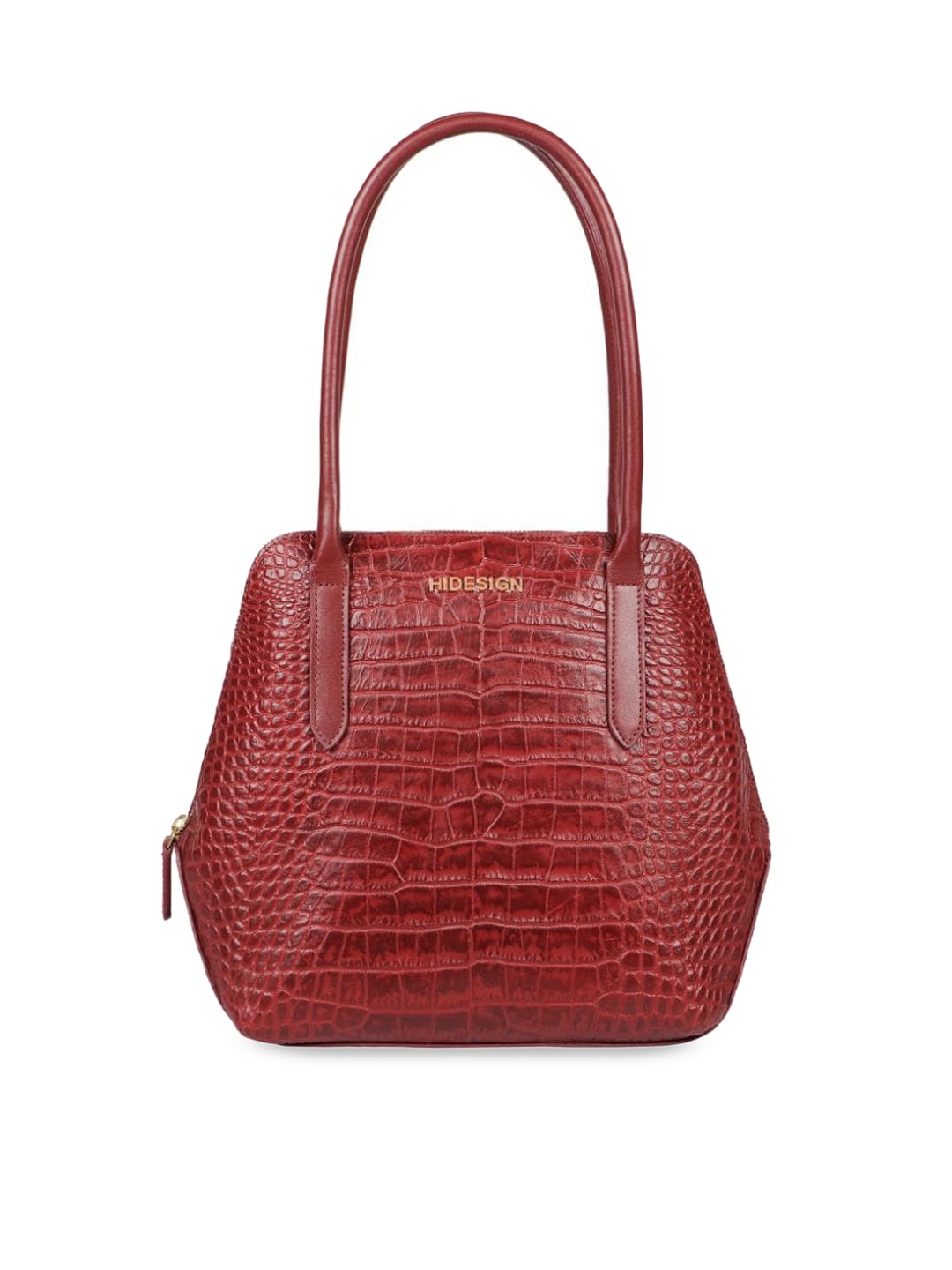 

Hidesign Red Textured Leather Structured Shoulder Bag