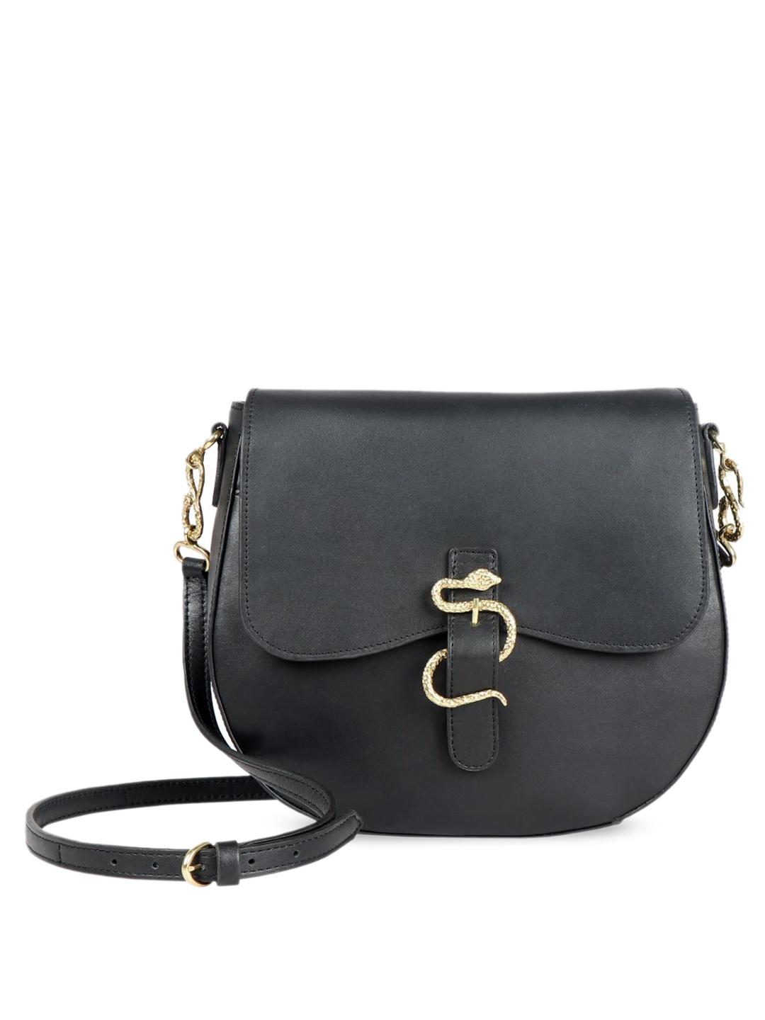 

Hidesign Black Leather Half Moon Sling Bag