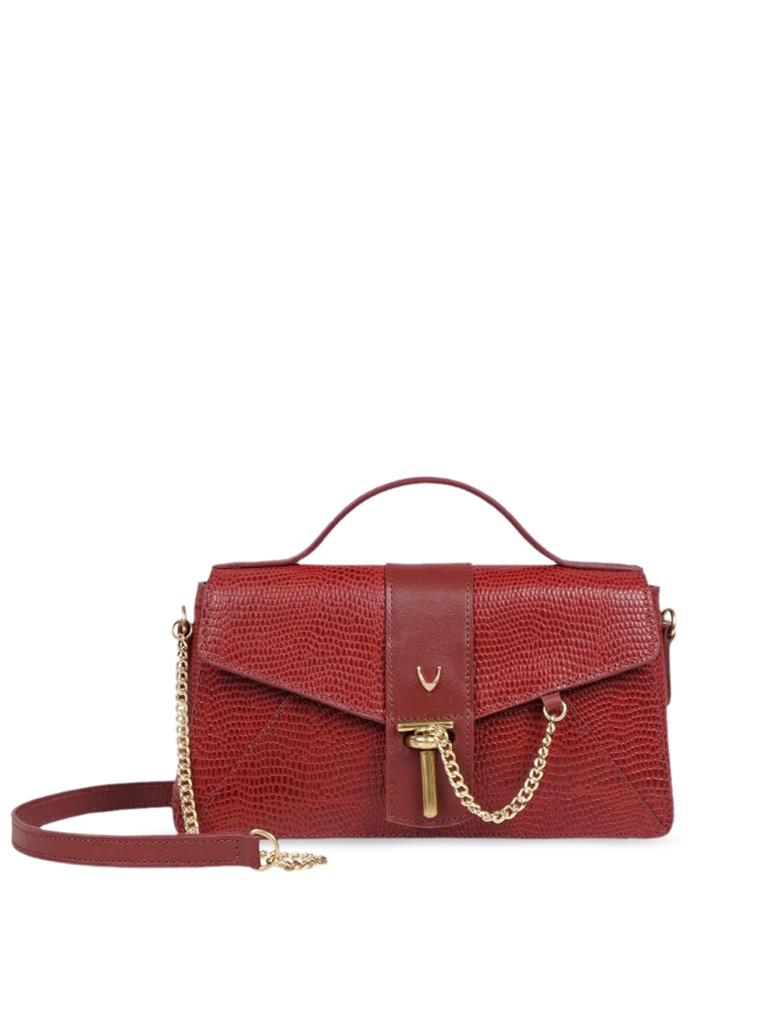 

Hidesign Red Animal Leather Structured Handheld Bag