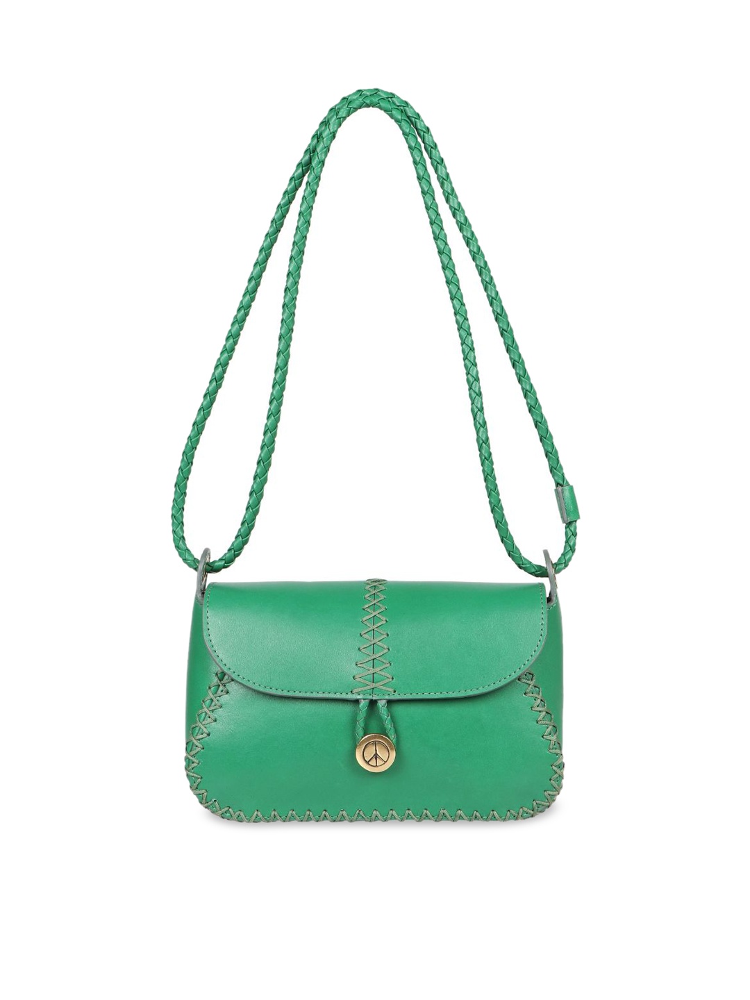 

Hidesign Green Leather Structured Handheld Bag